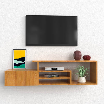 Oak Finish Designer Wooden Tv Unit Cabinet