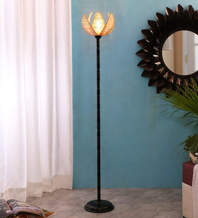 DecorGlance Lamps Rose Natural Bamboo Designer Stick Fashionable Iron Floor Lamp (Bamboo)
