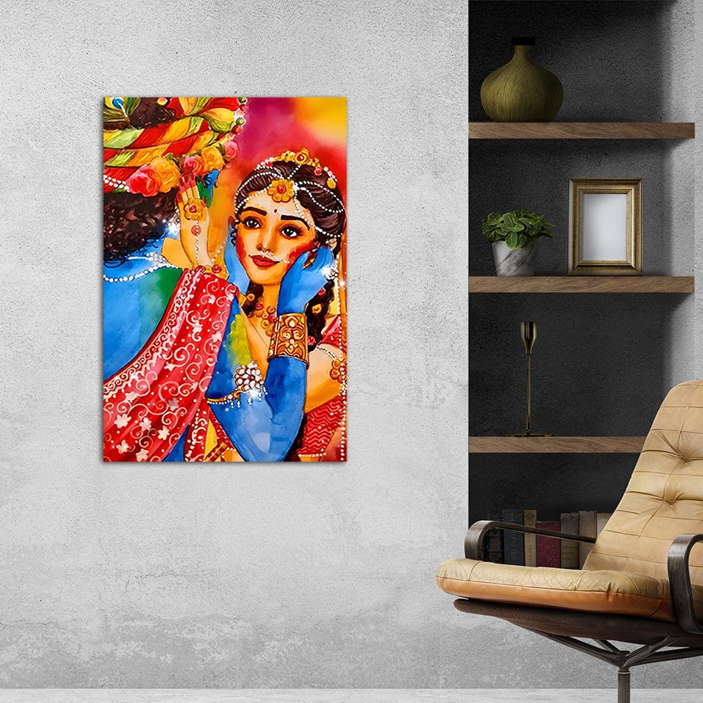 Radha Krishna playing Holi Canvas Wall Painting – DecorGlance
