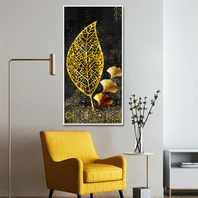 Beautiful Golden Ginkgo Leaf Canvas Floating Frame Wall Painting