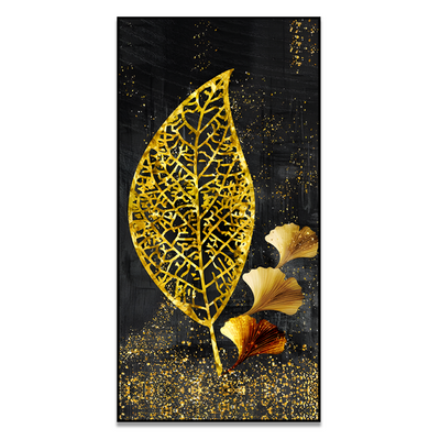 Beautiful Golden Ginkgo Leaf Canvas Floating Frame Wall Painting