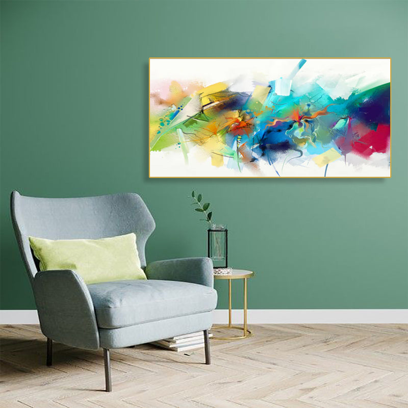 Acrylic Patch Abstract Canvas Floating Frame Wall Painting