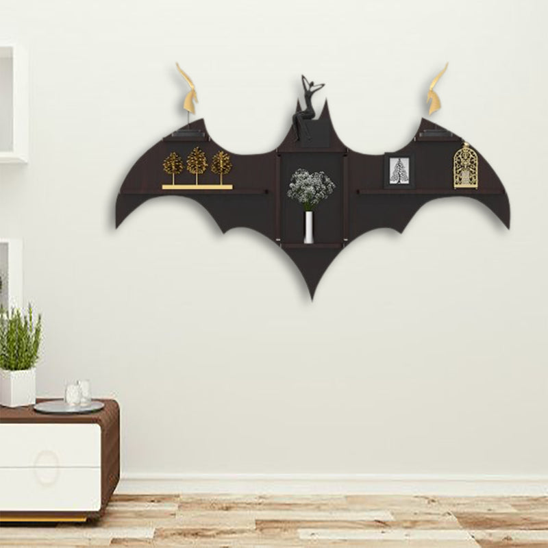 Bat shape Wood Wall Shelf | Bookshelf | Walnut Wood