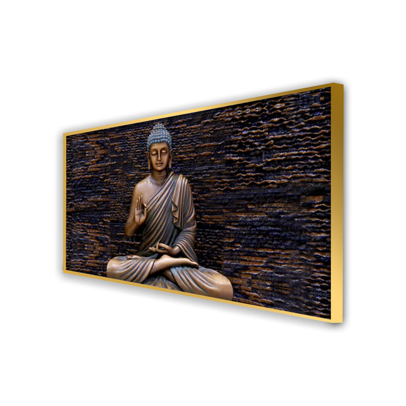 Landscape Meditating Buddha Canvas Floating Frame Wall Painting