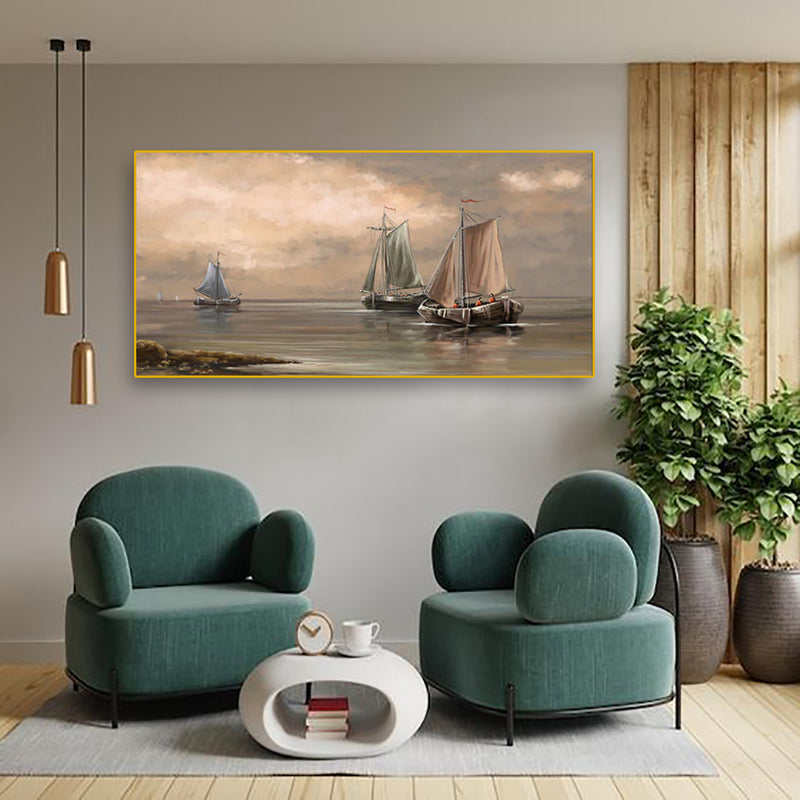 Row Boat Canvas Floating Frame Wall Painting