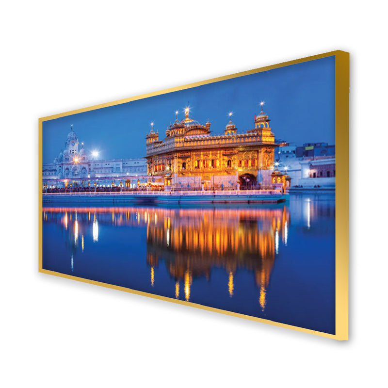 Golden Temple Canvas Floating Frame Wall Painting