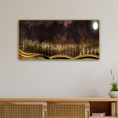 Golden Tree Canvas Floating Frame Wall Painting