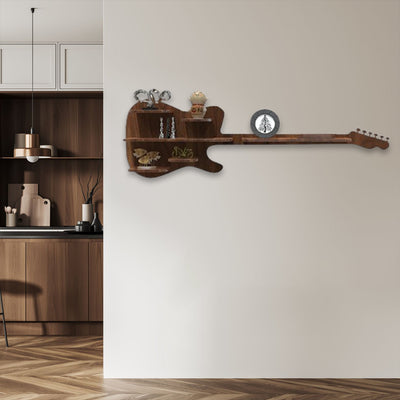 Guitar shape Wood Wall Shelf | Book Shelf | Walnut Wood