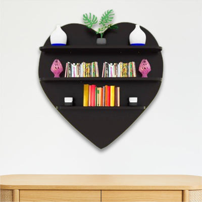 Heart Shape Walnut Wooden Wall Display Shelf