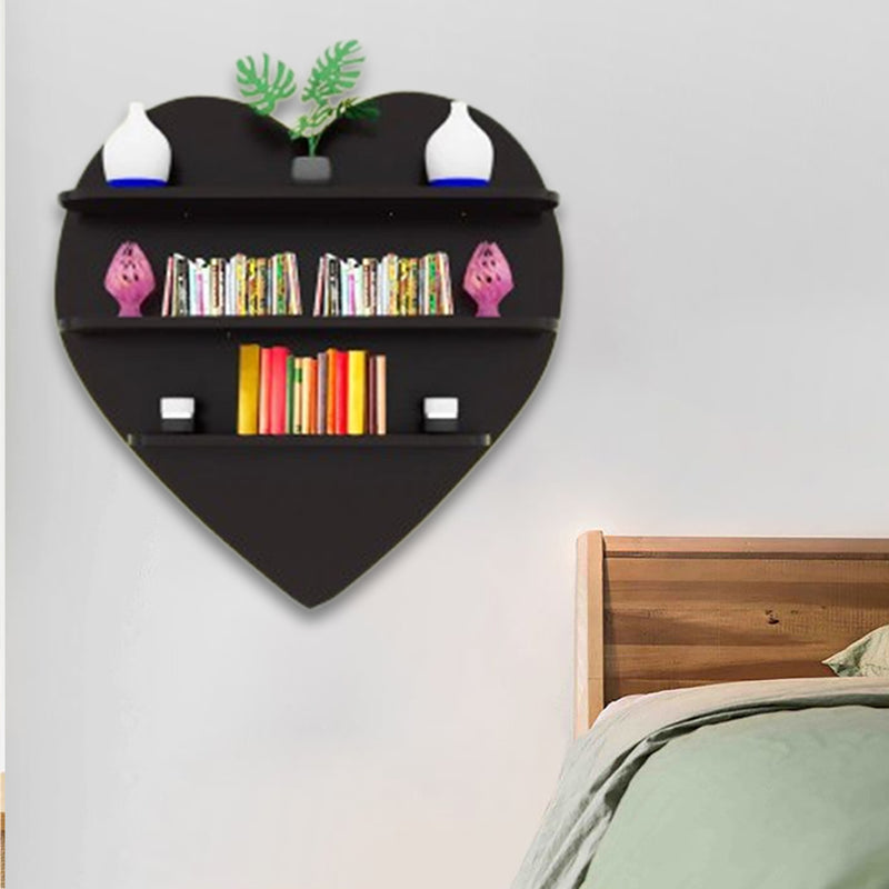 Heart Shape Walnut Wooden Wall Display Shelf