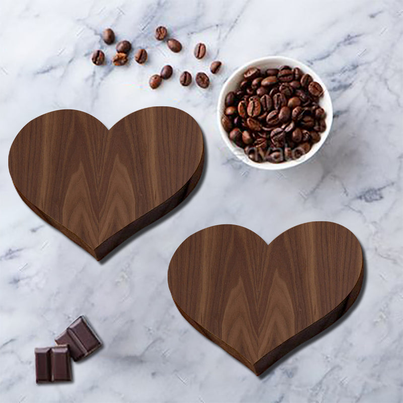 Beautiful Heart Shape Wooden Coasters / Set of 4