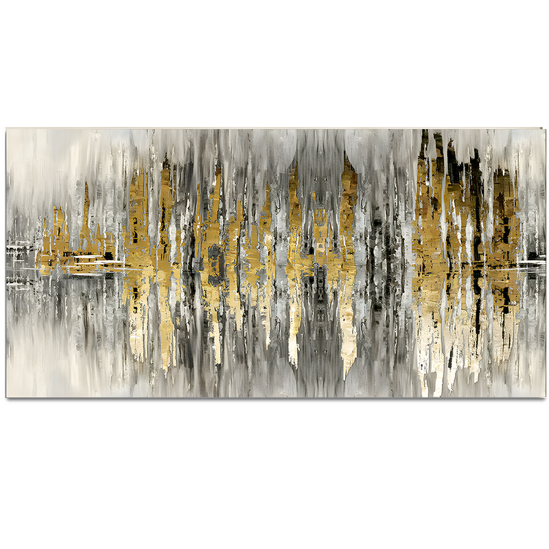 Modern Golden Abstract Design Premium Canvas Floating Frame Wall Painting