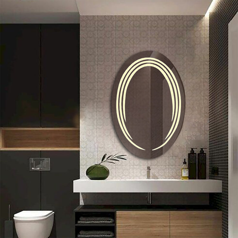 Warm LED Oval Bathroom Mirror