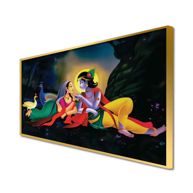 Radha Krishna Modern Abstract Art Canvas Floating Frame Wall Painting