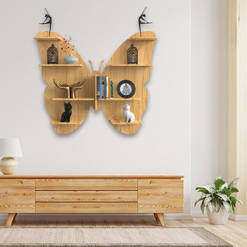 Butterfly shape Wood Wall Shelf | Book Shelf | Oak Wood