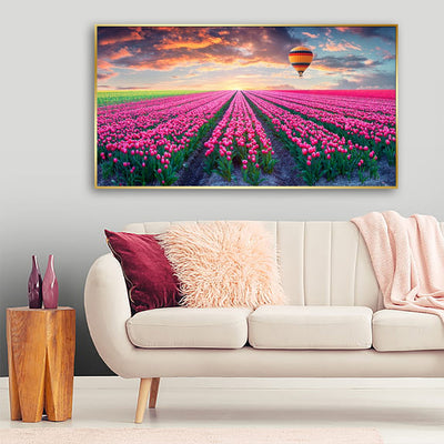 Pink Roses Canvas Floating Frame Wall Painting