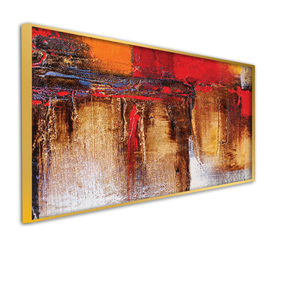 Red & Gold Abstract Floating Frame Canvas Wall Painting