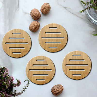 Round Shape Wooden Tea/Coffee Coasters (Set of 6)