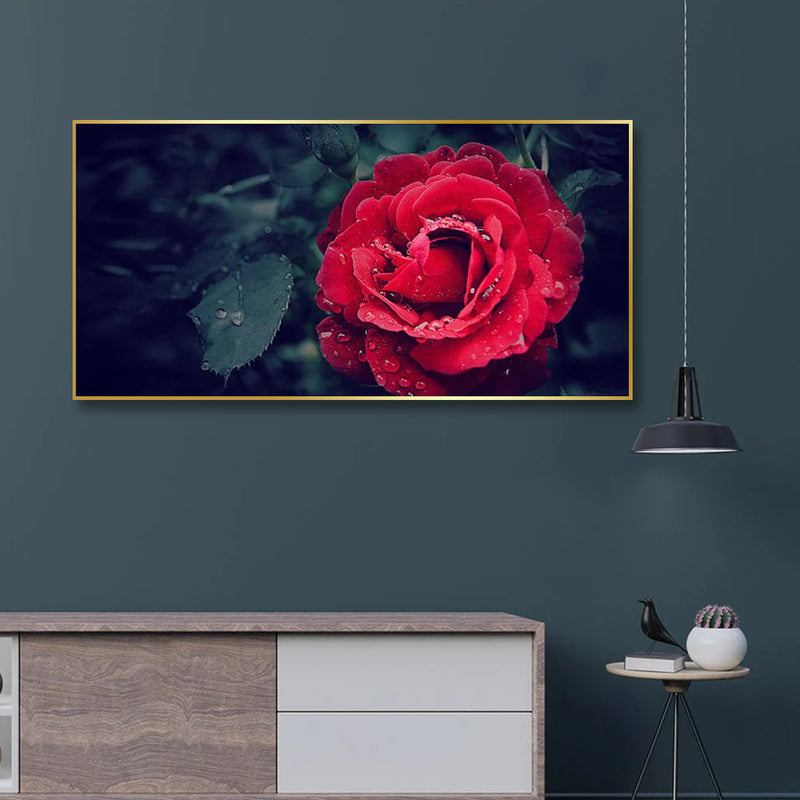 Red Rose Canvas Floating Frame Wall Painting