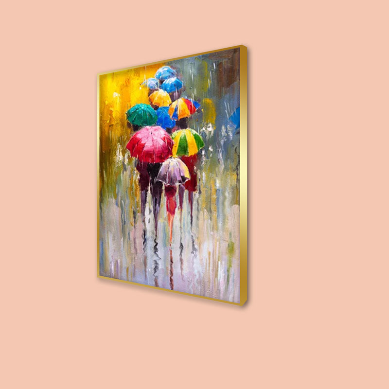 Rainy Season Abstract Floating Frame Canvas Wall Painting