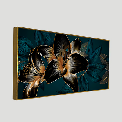 Beautiful Lilies Flowers Canvas Floating Frame Wall Painting