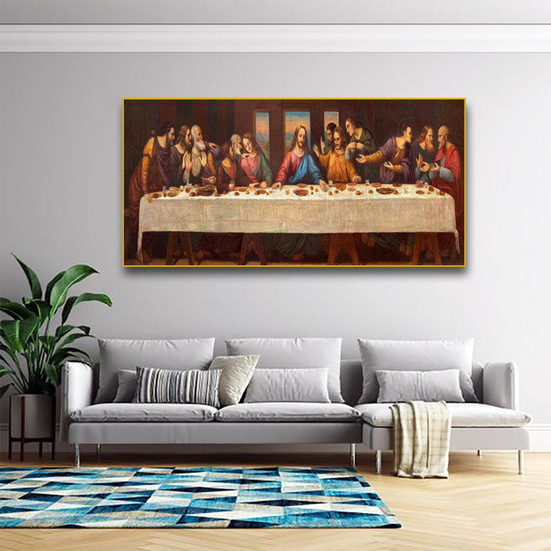 Supper Of Jesus Canvas Floating Frame Wall Painting