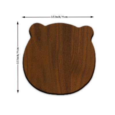 Bear Face Cut, Walnut Wooden Coaster , Set Of 4