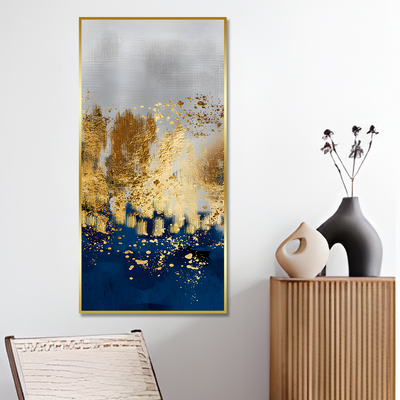 Modern Golden Art Textured Design Canvas Floating Frame Wall Painting