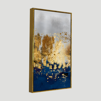 Modern Golden Art Textured Design Canvas Floating Frame Wall Painting