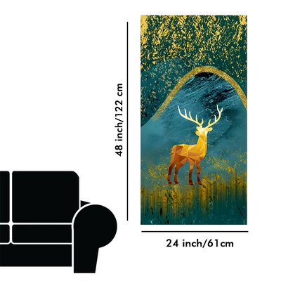 Golden Deer Modern Abstract Art Premium Canvas Floating Frame Wall Painting