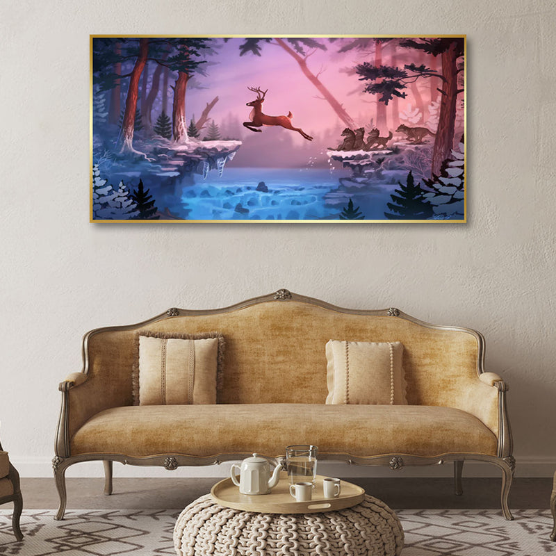 Abstract Deer Canvas Floating Frame Wall Painting