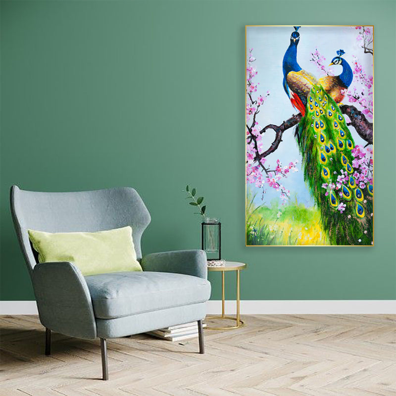 Couple of Peacock Birds Floating Canvas Wall Painting