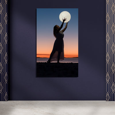 Girl Holding Moon Ball Canvas Wall Painting