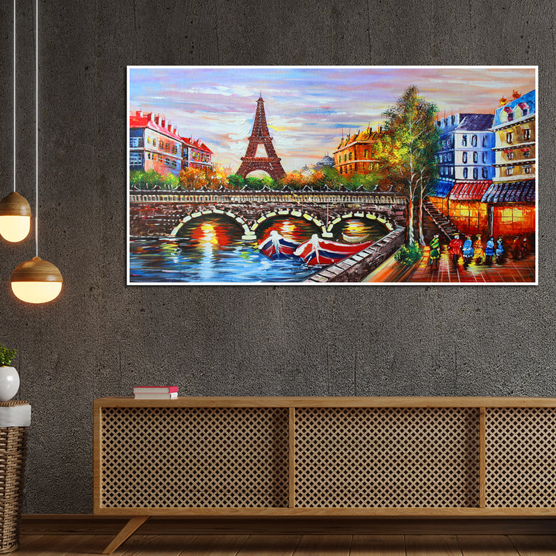 Eiffel Tower Sea View Floating Frame Canvas Wall Painting
