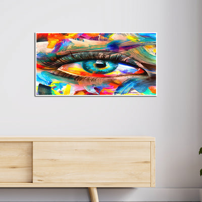 Abstract Colorful Eye Floating Frame Canvas Wall Painting