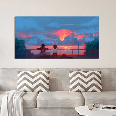 Couple Illustration Canvas Wall Painting
