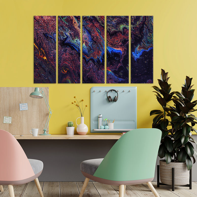 Contemporary Abstract Canvas Wall Painting - With 5 Panel
