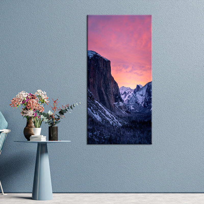 Mountain View With Colorful Sky Canvas Wall Painting