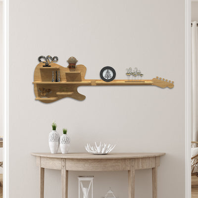 Guitar shape Wood Wall Shelf | Book Shelf | Oak Wood