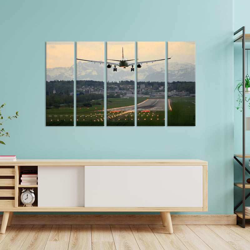 Airplane Canvas Wall Painting - With 5 Panel