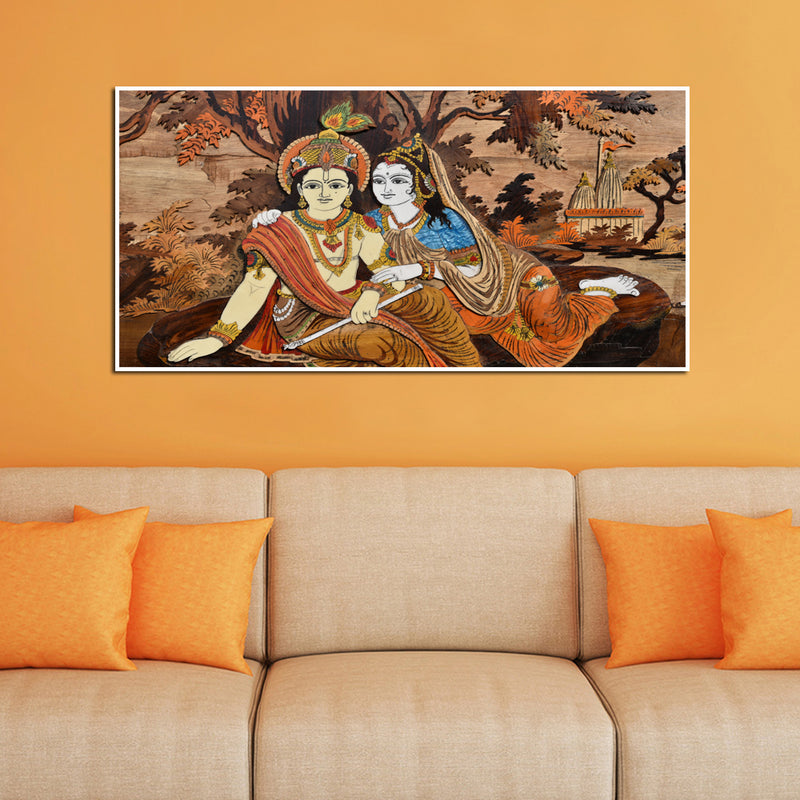 Lovely Krishna Radha Canvas Floating Frame wall Painting