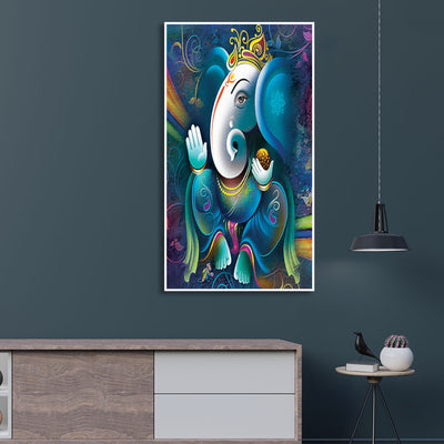 Abstract Art Ganesha Floating Frame Canvas Wall Painting