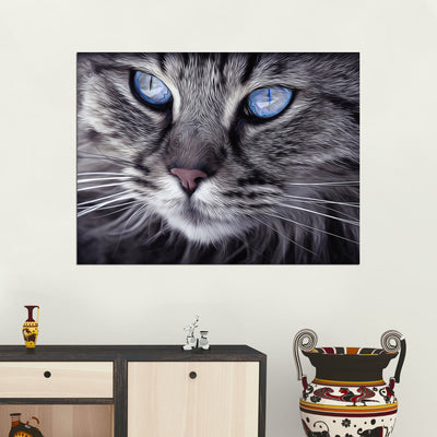 Cat With Blue Eyes Wall Painting On Canvas