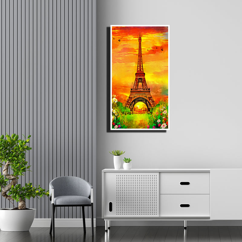 Eiffel tower In Sunset Floating Canvas Wall Painting