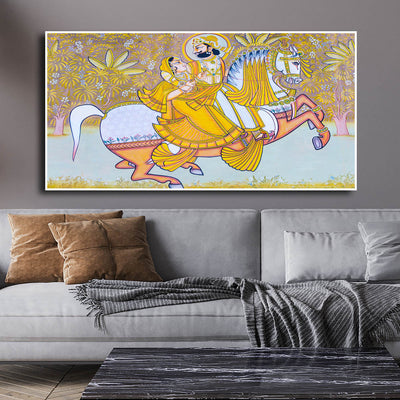 King and Queen Riding Horse Canvas Floating Frame Wall Painting