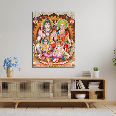 Lord Shiva Family Canvas Wall Painting