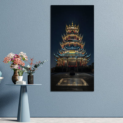 Chinese Temple Front View Canvas Wall Painting