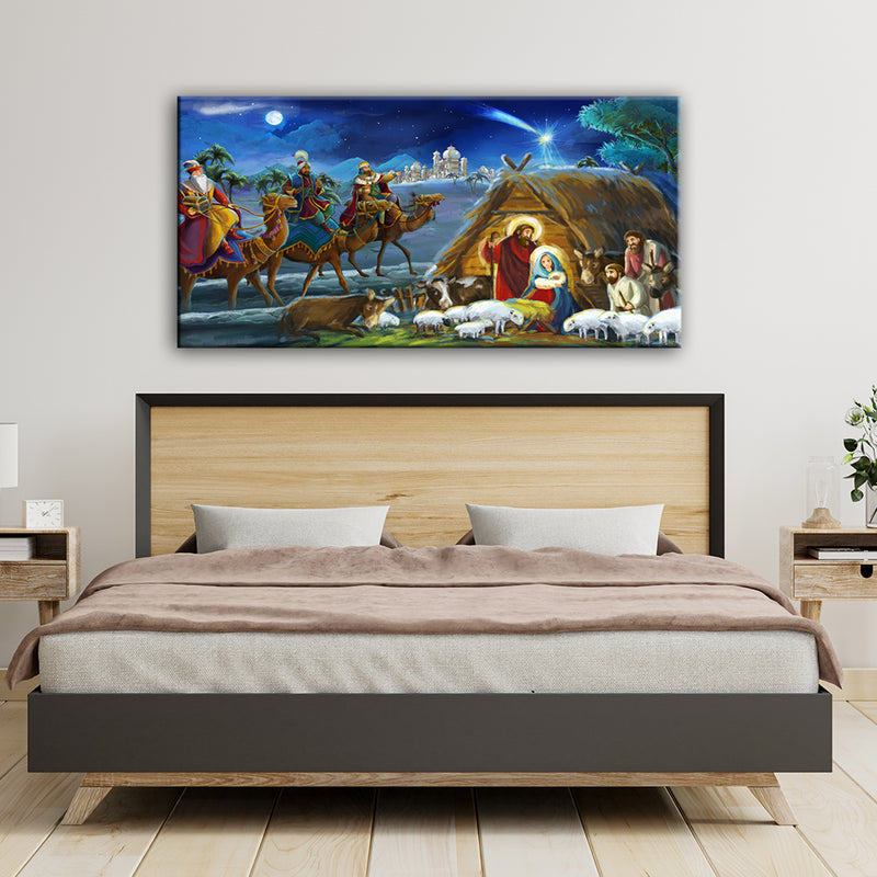 Holy Family With Three Kings Jesus Canvas Wall Painting