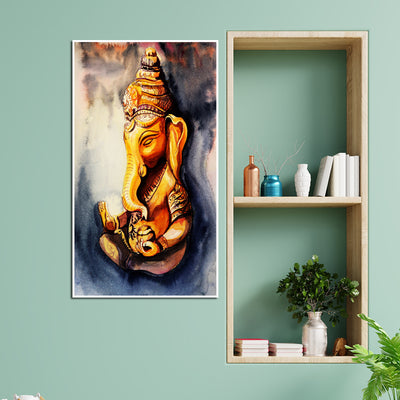 Ganesha Illustrative Floating Frame Canvas Wall Painting