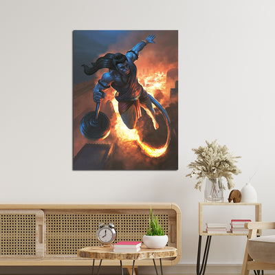 Lord Hanuman With Fire Canvas Wall Painting